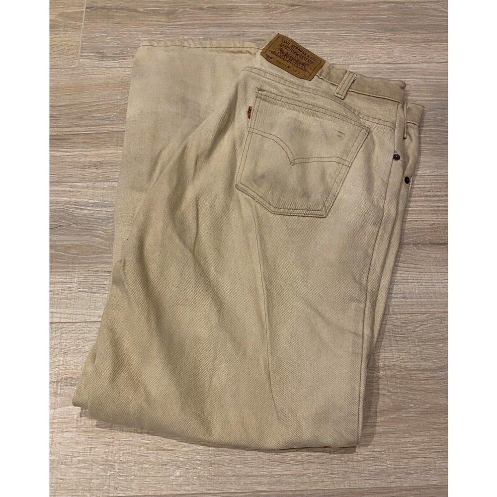 Levi's 550 Jeans Size 36x30 Orange Tab Vintage 90's USA Tan Beige Relaxed Fit